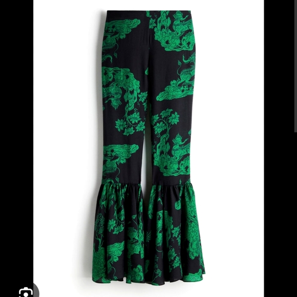 *LAST CHANCE* White Lotus x H&M patterned pants green and black NWT Size 4 - Picture 3 of 14